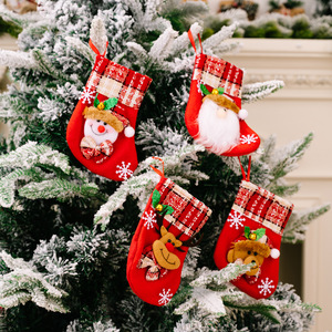 Youlun petites décorations de bas de noël pendentif de sac de bonbons pour enfants en forme de chaussette pour sac cadeau de scène de fête de vacances - Product Image 2