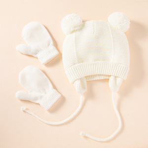Bonnet tricoté pour enfants, 3 pièces/lot, chaud, doux, couleur unie, Protection des oreilles, pour bébés - Product Image 3