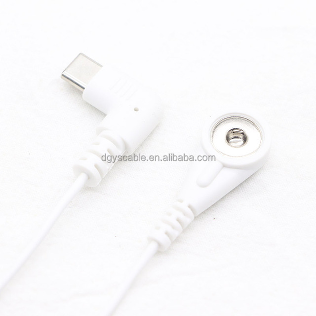 TYPE.C Male 90-Degree Elbow to 4.0 Clip Female ECG Therapy Cable 0.5M Length