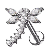 Labret en Titane G23 à dos plat, motif cœur en Zircon doré, clous d'oreille, bijoux de corps élégants, piercing de lèvre tendance, cadeau pour fiançailles