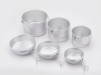 Peralatan Makan Hiking Aluminium Alloy 4-5L Kompor Gas Anodized Anti Lengket Portabel Set Peralatan Masak Outdoor Camping dengan Gagang Lipat