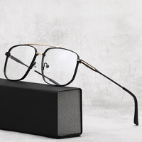 Monture de lunettes optiques Partagas carrée en métal à double pont avec charnière à ressort, anti-lumière bleue, pour hommes