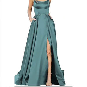 Vestido <span class=keywords><strong>de</strong></span> Noche <span class=keywords><strong>de</strong></span> <span class=keywords><strong>Dama</strong></span> <span class=keywords><strong>de</strong></span> <span class=keywords><strong>Honor</strong></span> <span class=keywords><strong>de</strong></span> Color Liso a la Moda con Falda Larga al Hombro <span class=keywords><strong>2023</strong></span> - Product Image 1
