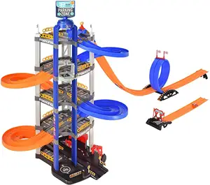 5-stufiges Garagen spielzeugset Rennwagen-Schienen sets Spielzeug fahrzeugs piel sets mit Doppelspur-Rampen-und Aufzugs autos pielzeug
