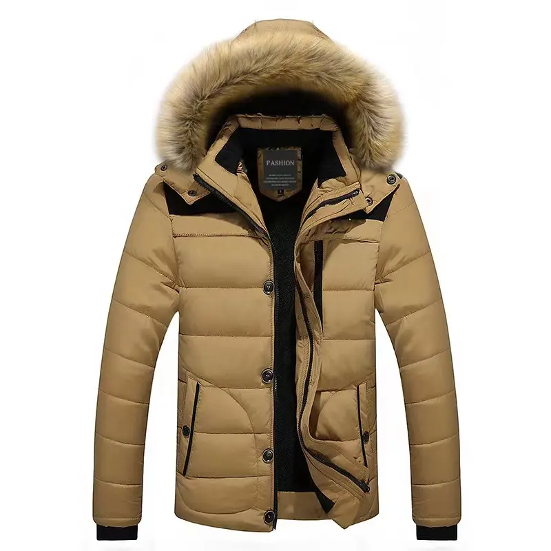 Thickening Parkas Men 2021 Winter Men's Coats Male Outerwear Fur Collar Casual Long Cotton Wadded men Hooded Coat