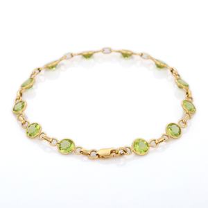 Trending-pulsera de GEMA de peridoto redondo Natural para mujer y niña, oro amarillo sólido de 18K, pulsera de amistad, joyería fina - Product Image 3