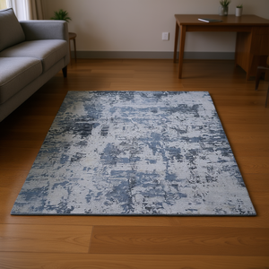 D0100H5GM52 Tappeto Rettangolare in Denim Grigio Astratto 5X7 Realizzato a Macchina Anti-Pelo per Soggiorno Camera da Letto Ufficio Sala da Pranzo - Product Image 3