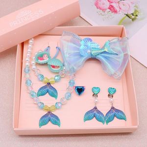 New Children Mermaid Hairpin Promotional Gift Set <b>Cute</b> Cartoon Girl Necklace Jewelry Handmade Advertising Promotion - Product Image 2