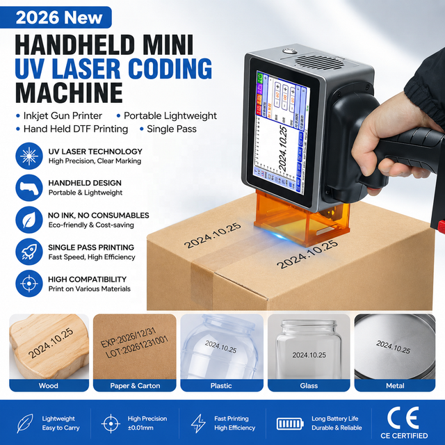 2026 New Handheld Mini UV Laser Coding Machine Inkjet Gun Printer Portable Lightweight Hand Held DTF Printing Single Pass