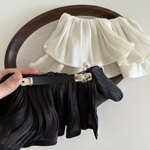 Pince à cheveux en maille plissée double couche avec perles, style Princesse Française - Product Image 4