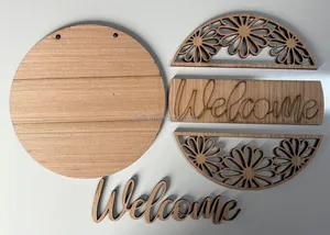 Servizio di taglio Laser per porta rotonda in legno appesa a parete segno di benvenuto decorazione della casa per le vacanze con stile elegante - Product Image 5