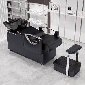 Großhandel Modern Hair Salon Shampoo Bett Hersteller Custom Ceramic Basin Semi-Rec lining Head Therapie Friseur Wasch bett - Product Image 3