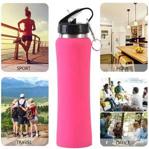 Customized Luxury Portable Gym Sports <b>Flask</b> Vacuum Stainless Steel Insulated Carabiner Water Bottle Straw for Business Gifts - Product Image 5