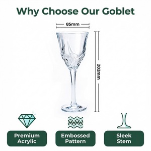Gobelets à <span class=keywords><strong>vin</strong></span> rouge vintage légers en PMMA gaufré, verres à <span class=keywords><strong>vin</strong></span> blanc transparents en cristal taillé écologiques pour les fêtes - Product Image 3