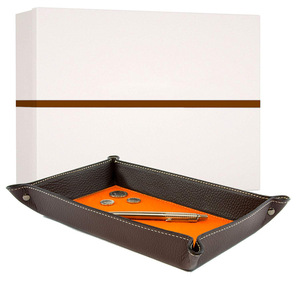 Desktop Leather Storage <b>Tray</b> Rectangle Solid Color <b>Small</b> Item Organizer Key Remote Holder Foldable No Cover - Product Image 2