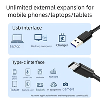 Cable de Datos USB 3.0 Tipo-C a Tipo-A de Alta Velocidad, Transmisión de 10G, Carga Rápida de 2A, Material de PVC Ecológico, para Teléfono Móvil y Computadora