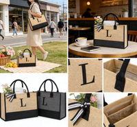 1PCS Sac fourre-tout en toile de jute personnalisé avec logo OEM, écologique, cadeau publicitaire, couleur de couture, sac fourre-tout en jute vierge