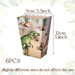 6 Pcs Dinosaure Popcorn Boîtes Traiter Sacs Jungle Bonbons Goodie Sacs pour Wild One Rex Trois Dino Fête D'anniversaire Faveurs - Product Image 3