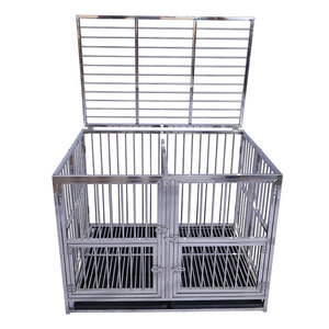 Peti anjing tugas berat kandang logam kuat bentuk rumah kandang anjing peliharaan Playpen dengan 4 roda pengunci - Product Image 1