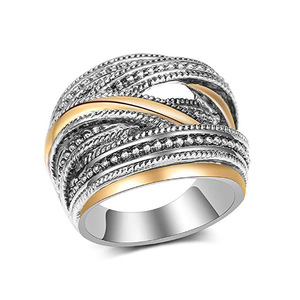Anello Geometrico Creativo con Design a Due Tonalità, Gioiello di Moda per Uso Quotidiano, Regalo Chic - Product Image 1
