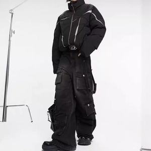 Pantalones Vaqueros Anchos de Estilo Americano para Hombre, Lavado a la Piedra, Multibolsillos, Cintura Media, Pierna Recta y Holgada, para Comercio Exterior - Product Image 3