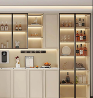 Cave à vin moderne en cristal avec serrure tactile intelligente, présentoir haut de gamme pour spiritueux et whisky avec étagères réglables