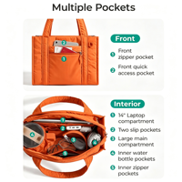 Sac fourre-tout matelassé pour femme, sac à bandoulière élégant avec compartiments zippés, idéal pour le travail, les voyages et la salle de sport