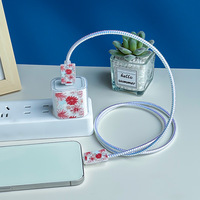 Protector de Cable con Diseño Floral Único para Adaptador de iPhone de 20w, Cargador de Teléfono, Protector de Cable de Datos, Funda Protectora
