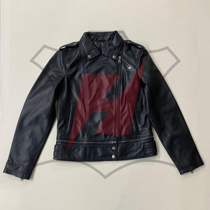 Nouvelle arrivée Veste en cuir véritable de qualité supérieure pour femmes Style décontracté avec fermeture éclair Vestes en cuir pour femmes - Product Image 1
