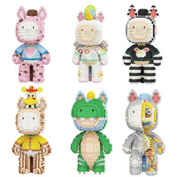 Modèle de décoration de collection MPIN, blocs de construction en micro-plastique, grand puzzle 3D DIY de 34 cm, design tendance, briques animales cheval, jouets cadeaux