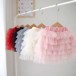 Rok berjenjang 6 lapis untuk anak perempuan, rok Tutu putih balita Tutu grosir kualitas tinggi, rok lapis bayi perempuan, rok Tutu Pink untuk anak perempuan