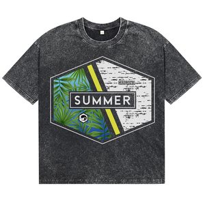 T-shirts pour hommes respirants à imprimé estival, teinture acide, coton de qualité supérieure, manches courtes, col rond, style décontracté - Product Image 2