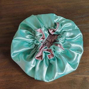 Bonnets en soie réversibles de haute qualité, 24 couleurs, pour femmes et filles, bonnet de nuit personnalisé avec logo imprimé double face, bonnet en satin - Product Image 1