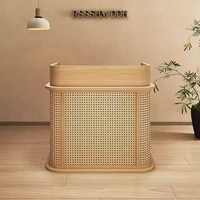 Vente en gros 2025 nouveau restaurant en bois de style commercial japonais petit bureau de réception debout mobile
