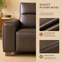 Canapé moderne en cuir véritable brun foncé, écologique, avec dossiers réglables, accoudoirs larges, en forme de L, pour appartement ou hôtel