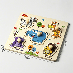 Rompecabezas <span class=keywords><strong>de</strong></span> madera con puzle <span class=keywords><strong>de</strong></span> perillas para niños pequeños, juguete educativo <span class=keywords><strong>de</strong></span> aprendizaje temprano con formas <span class=keywords><strong>de</strong></span> <span class=keywords><strong>animales</strong></span> y frutas - Product Image 5