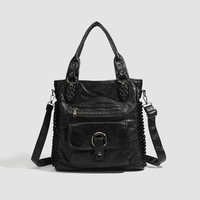 Sac à bandoulière vintage tendance pour femme, grande capacité, effet délavé, multi-poches, style motard