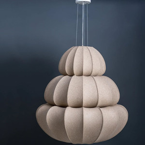 Lustre géométrique en lin à six têtes, luminaire suspendu rond pour salon, chambre à coucher, salle à manger, décoration intérieure - Product Image 1