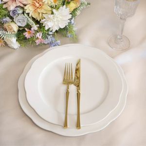 Magnifiques assiettes de présentation en céramique blanches, couleur unie, style minimaliste, écologiques, en porcelaine fine, pour mariage et dîner - Product Image 5