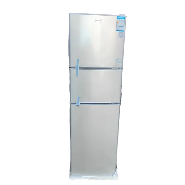 206L French Door Three-Door Refrigerator with Freezer Stainless Steel Energy Conservation for Hotel and Family Use