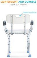 Robuste Chaise de Douche avec Dossier-Baignoire Chaise avec Bras pour Handicap Handicapés, personnes âgées et Personnes Âgées-Réglable Bain Médical