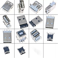 Boîte de connecteurs USB 82 pièces, 14 spécifications, mâle/femelle, mini-plaque de raccordement 2 broches, double couche 90 degrés, 180 degrés