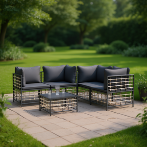 Set Lounge da Giardino Antracite con Struttura in Metallo e Cuscini, Arredamento Esterno Contemporaneo, Set da Giardino per 6 Persone - Product Image 2