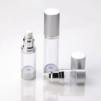 Botella de Crema Airless de 15ml, 30ml, 50ml, Muestra Gratis, Botella de Esencia Plateada Mate, Envío Rápido
