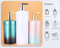 Luxe 500ml PET En Plastique Rond Épaule Cosmétique Emballage Shampooing Lotion Pour Le Corps Cheveux Conditionneur Bouteille Gel Douche Bouteille