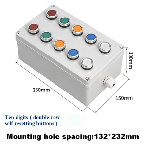 10 Way Double-row Self-reset Push Button Enclosure IP65 Waterproof ABS Plastic Industrial Control Box,Button box - Product Image 2