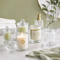 Pot à bougie en verre transparent avec couvercle en verre, plusieurs tailles, récipient à bougie vide, logo personnalisé pour l'aromathérapie