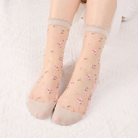 2023 printemps et été fabricant femmes verre bas coton mince cristal femme mode Transparent chaussettes en gros