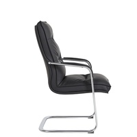 Chaise de bureau KMJ à prix abordable, chaise de visiteur en cuir noir populaire sans roulettes