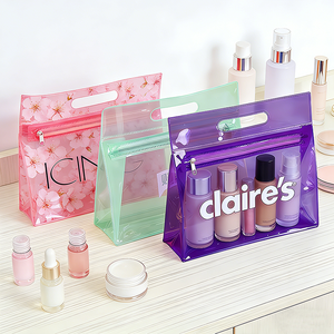 Custom Frosted PVC & EVA Travel Toiletry Bag with Zipper & Handle for Shampoo Lotion Perfume Face Mask Cosmetic Storage - Product Image 4